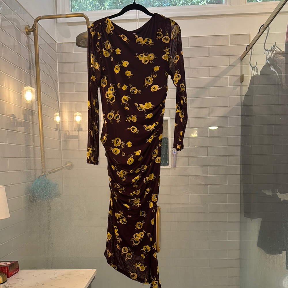 Calvin Klein Purple Asymmetrical Ruched Bodycon Dress